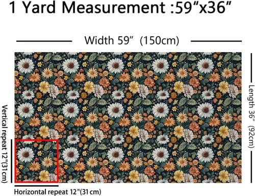 Miniatura 2 de The Yard - Bonita tela de conejo de acuarela con flores rosas y dibujos animados para amantes de la costura, tela de estilo rústico floral retro