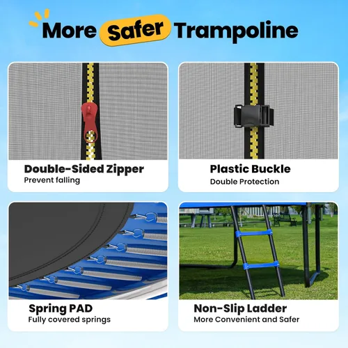 Miniatura 8 de ORCC 1200LBS Weight Capacity Trampoline 16 15 14 12 10 8 FT for Kids with Safety Enclosure Net for Children Adults Outdoor Yard Trampolines