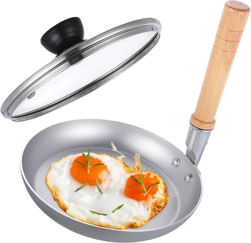 Miniatura 7 de Angoily Sartén japonesa Tamagoyaki con tapa, 7.32 x 6.57 x 6.57 pulgadas, sartén antiadherente para cocinar huevos Oyakodon con mango vertical