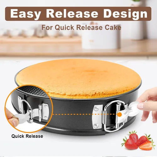 Miniatura 3 de Molde Desmontable de 9 Pulgadas Antiadherente, Molde Desmontable para Cheesecake de 9 Pulgadas con Protector de Silicona, Moldes Desmontables a