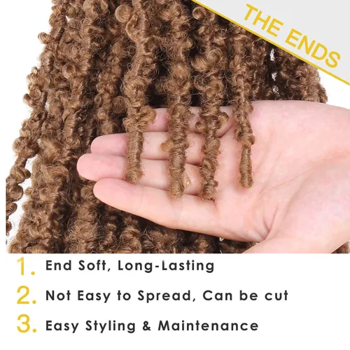 Miniatura 35 de ZRQ Butterfly Locs Cabello de Ganchillo Corto 6 Paquetes Negro Cabello Bob de Ganchillo 8 Pulgadas Locs Sintéticos Desordenados Desgastados Trenzas
