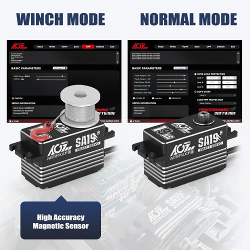 Miniatura 4 de AGFRC 19 kg de bajo perfil impermeable RC-Winch-Servo - 0.073s de alta velocidad, engranaje de metal CNC completo, servo inteligente programable sin
