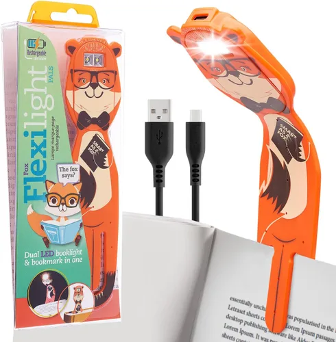 Miniatura 17 de Gifts for Readers & Writers Luz de libro recargable, luz de lectura con clip para cama, Flexilight 2 en 1 y marcapáginas, 12 horas de luz una vez