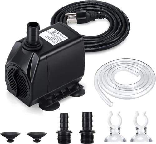 CWKJ Bomba de fuente, bomba de agua sumergible de 880 GPH, bomba de agua duradera de 60 W para exteriores con tubo de 6.5 pies (ID x 1/2 pulgadas),