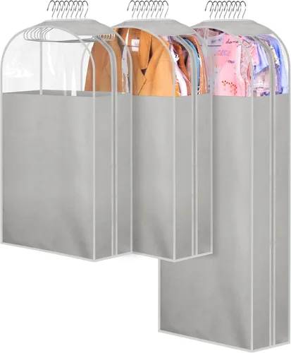 Miniatura 9 de MISSLO Bolsas de ropa transparentes de 32 pulgadas para colgar ropa, bolsas de traje reforzadas de 10 pulgadas para almacenamiento de armario, funda