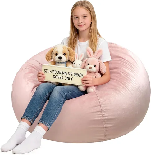 Miniatura 36 de Lukeight - Puf de almacenamiento de animales de peluche para niños, funda para puf de dinosaurio con cremallera para organizar la habitación
