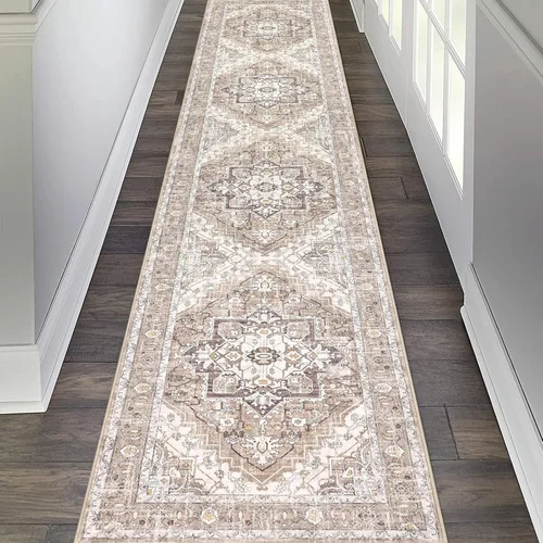 Miniatura 38 de Pauwer Alfombra vintage de flores 2 x 3 pulgadas, estilo envejecido, antideslizante, de pelo bajo, tapete para entrada, interior, pequeña, retro