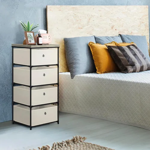 Miniatura 7 de HAITRAL Cajonera de tela, organizador de cajones para ropa - Unidad organizadora de almacenamiento de 4 cajones para armario, cómoda de armario