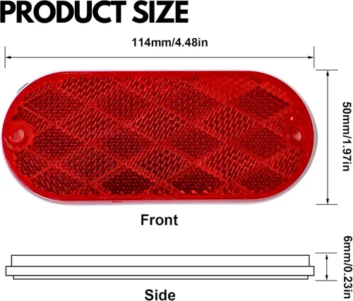 Miniatura 2 de All Star Truck Parts Reflectores ovalados rojos/ámbares autoadhesivos o con montaje para taladrar, montaje rápido SAE 13 DOT (Rojo, 6)