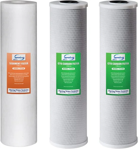 Miniatura 19 de iSpring F3WGB32BM Filtro de agua de 3 etapas, 4.5" x 20", paquete de repuesto con sedimento, bloque de carbono CTO y cartuchos reductores de hierro