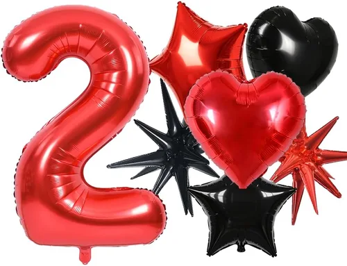 Miniatura 7 de TONIFUL Globos rojos de números grandes de 40 pulgadas del 0 al 9, número 0 digital 0 de papel de aluminio de helio, globos de número grande