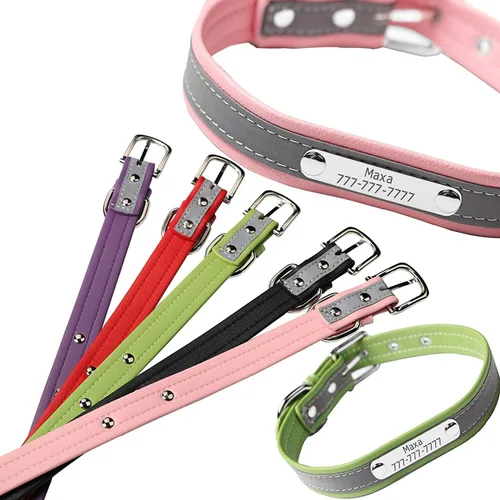 Miniatura 4 de Collares de gato reflectantes personalizados con etiqueta de nombre y placa, collar de gato personalizado grabado con nombre y teléfono, collar