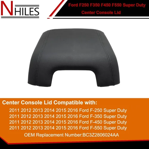 Miniatura 2 de NHILES Kit de Tapa de Consola Central Negra de Repuesto Compatible con F-250 Super Duty F-350 Super Duty F-450 Super Duty F-550 Super Duty 2011 2012