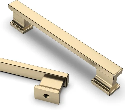 Miniatura 23 de Asidrama - Paquete de 6 manijas de gabinete de cocina color latón cepillado de 3.75 pulgadas (96mm), tiradores para gabinete, accesorios