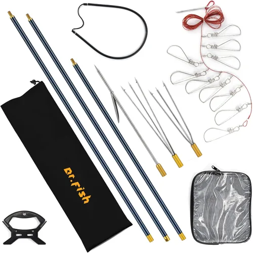 Dr.Fish Kit de pesca submarina de 6 pies 5 pulgadas, fibra de vidrio, 3 piezas, cabestrillo hawaiano, paralizador de lanza de 3 puntas, juego de 3