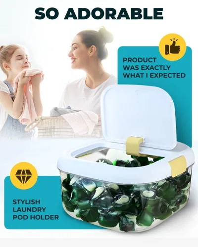 Miniatura 5 de Skywin TidyFriend - Contenedor de cápsulas de lavandería con tapa push-up, 11.4 x 11 x 5.9 pulgadas, almacenamiento hermético mantiene las cápsulas