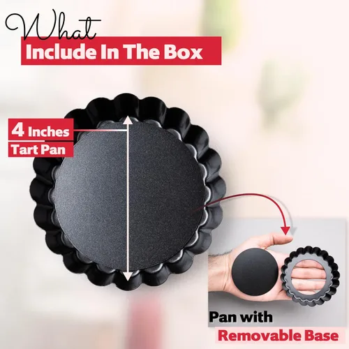 Miniatura 3 de Paquete de 8 Mini Moldes para Tartas de 4 Pulgadas con Fondo Extraíble Redondos Antiadherentes Profundos para Quiche, Resistentes, Perfectos
