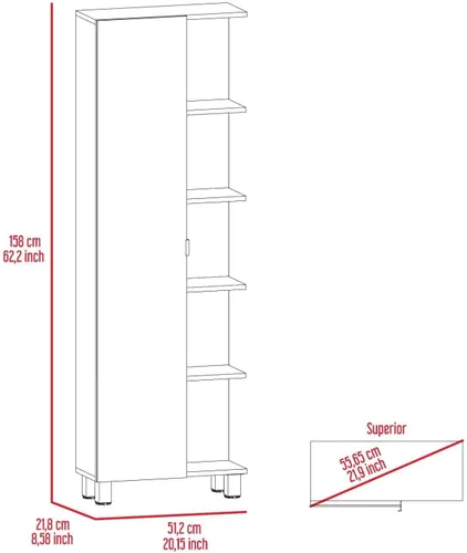 Miniatura 2 de Tuhome Muebles Urano Armario de lino de 62" con almacenamiento abierto y espejo en negro