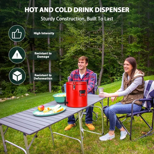 Miniatura 3 de Dispensador de bebidas aislado de 8 galones, dispensador comercial de bebidas frías y calientes con interior de acero inoxidable 304 y boquilla