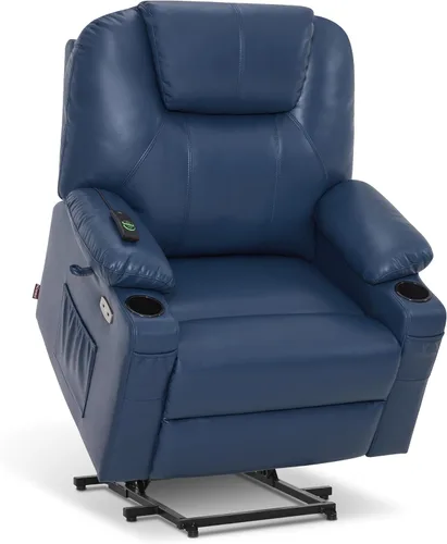 Miniatura 17 de MCombo Sillón reclinable eléctrico con capacidad de elevación, masaje y calor para ancianos, 3 posiciones, 2 bolsillos laterales y portavasos