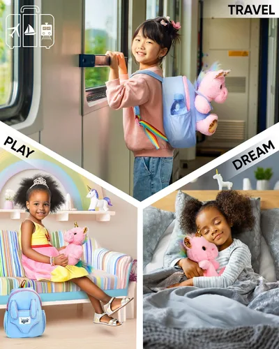Miniatura 6 de Naturally KIDS Juguetes de unicornio rosa, regalos para niñas de 3 años, regalos de cumpleaños para niñas de 2 años, mochila de unicornio para niños