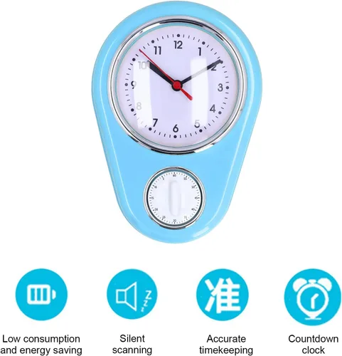 Miniatura 6 de Reloj de pared de 9 pulgadas, temporizador de cocina retro, temporizador de pared de cuenta regresiva de pared, reloj de pared de cocina, mini reloj