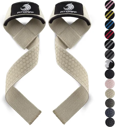 Miniatura 14 de Fitgriff® Correas de muñeca para levantamiento de pesas, gimnasio, peso muerto, entrenamiento (hechas de algodón premium y acolchadas) - Hombres