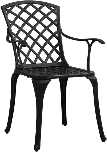 Miniatura 2 de Juego de 3 piezas de bistró de aluminio fundido negro, muebles de patio al aire libre, muebles de exterior, juego de patio, muebles de balcón