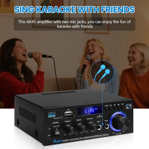 Miniatura 4 de Receptores de amplificador de audio Bluetooth 5.0-AK45 HiFi Stereo Mini Amplificador de Potencia RMS 40W x 2 Máx. 600W 2.0 Canal Componentes