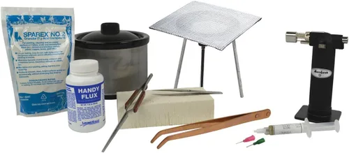 Kit básico de iniciación de soldadura con pinzas de pepinillo de 16 onzas, antorcha de micro llama, metal precioso, herramienta de joyería de