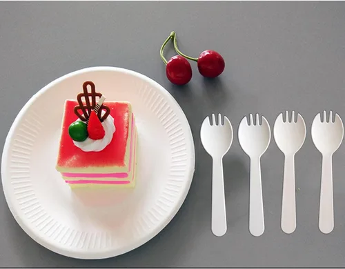 Miniatura 3 de 100 tenedores desechables de plástico ecológico, duradero, tenedores y cucharas 2 en 1, ideales para almuerzo, pícnics o restaurantes y suministros