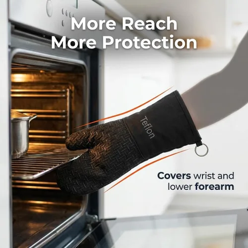 Miniatura 5 de Xlnt - Guantes de silicón antideslizantes para horno, resistentes al calor, con acabado de teflón Eco Elite, con lazo para colgar, ideales para uso