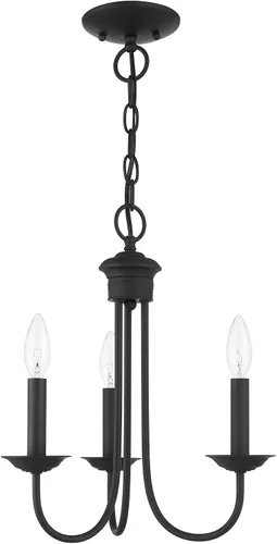 Miniatura 2 de Livex Lighting 42683-04 - Lámpara de araña de acero con 3 luces para decoración del hogar, 1 lámpara de techo negra, perfecta para decoración