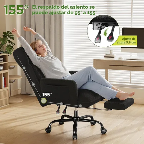 Miniatura 3 de DurayLoly Silla de oficina grande y alta con brazos y respaldo ajustables, silla de oficina ergonómica con reposapiés y tela cómoda para oficina