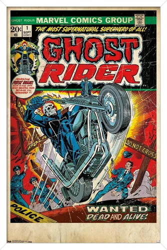 Miniatura 14 de Trends International Marvel Comics Ghost Rider - Póster de pared con portada #1, 22.4 pulgadas de largo x 14.7 pulgadas, versión enmarcada de madera