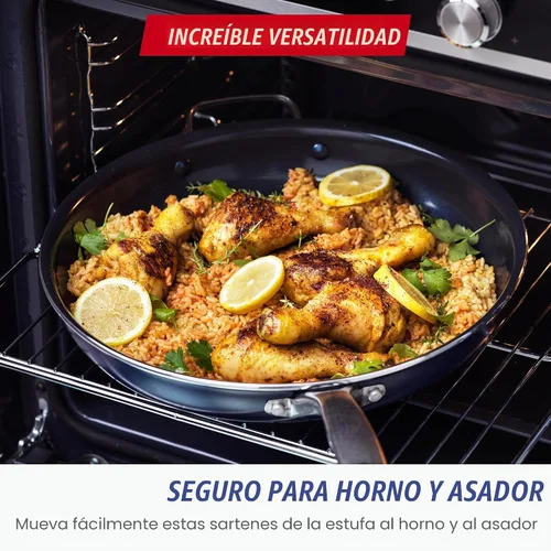 Miniatura 6 de Blue Diamond - Sartén antiadherente de 14 pulgadas, sartén familiar de cerámica sin PFAS, sartén jumbo con mango ayudante, sartén antiadherente