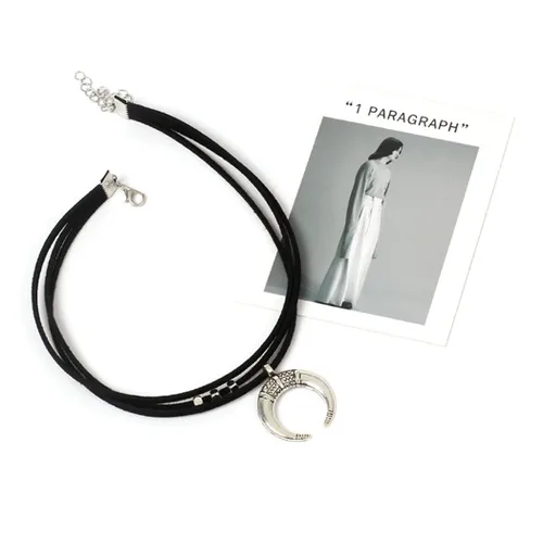 Miniatura 4 de FMR Gargantilla de luna creciente para mujer, collar de luna, collar de terciopelo negro, collar vintage de múltiples capas, collar con colgante