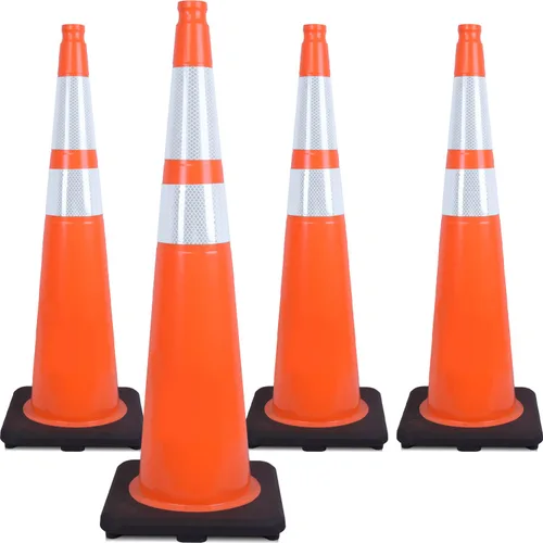 Miniatura 17 de Conos de Tráfico de PVC Naranja/Verde Fluorescente, Cono de Estacionamiento con Base Negra Pesada Estructuralmente Estable Resistente a