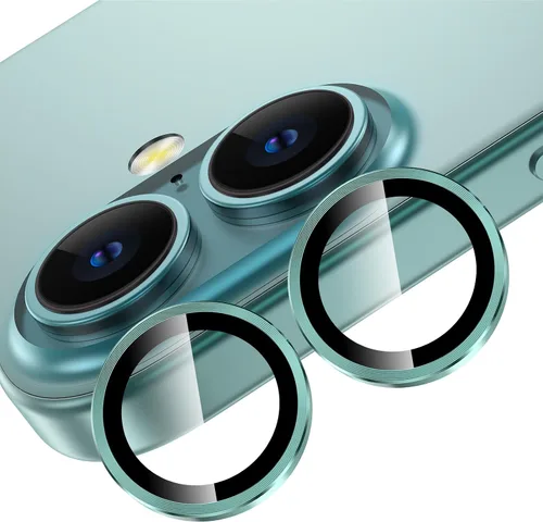 Miniatura 20 de YWXTW Protector de lente de cámara para iPhone 15/15 Plus/16e/ 17e, anillo de metal antiarañazos individual protector de pantalla de vidrio templado