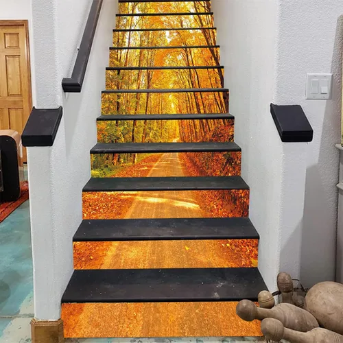Miniatura 4 de artfanke - 13 adhesivos de vinilo 3D de otoño con bosque de arces para pelar y pegar en escaleras - adhesivos autoadhesivos para escaleras - a560