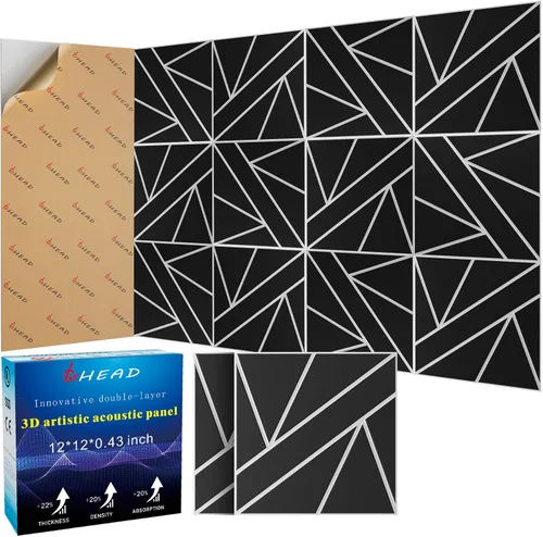 Miniatura 16 de BSHEAD 10 piezas de paneles acústicos de microfibra de 165dtex, paneles de pared insonorizantes autoadhesivos, paneles de espuma de 12 x 12 x 0.4