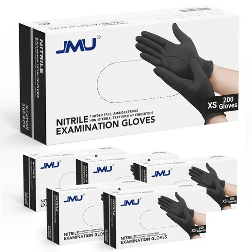 Miniatura 11 de JMU Guantes negros de nitrilo a granel mediano, caja de 1200, 3.5 mil, sin látex sin polvo