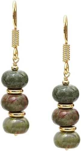 Gempires - Aretes ligeros con cuentas hechas a mano, hipoalergénicos, chapados en oro, aretes colgantes para mujer