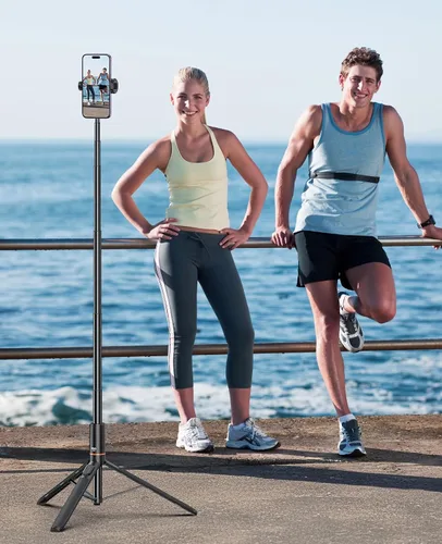 Miniatura 7 de VRIG - Trípode para selfie para teléfono de 63 pulgadas, trípode extensible para teléfono celular con control remoto inalámbrico, soporte de trípode