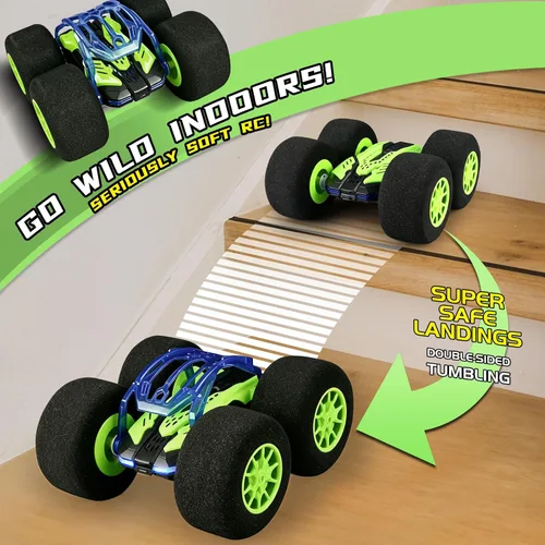 Miniatura 2 de pinkking Coche de control remoto para interiores con neumáticos de esponja de gran tamaño, ruedas suaves, auto a control remoto, para exteriores