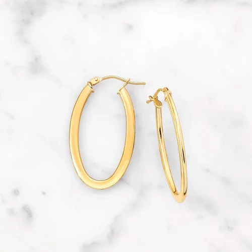 Miniatura 3 de Ross-Simons Pendientes de aro ovalados de oro amarillo italiano de 14 quilates, Oro, no conocido
