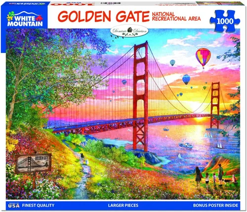 Miniatura 2 de White Mountain Rompecabezas de 1000 piezas con piezas grandes para adultos y familia de 24 x 30 pulgadas, Golden Gate States