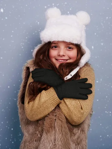 Miniatura 7 de SATINIOR 3 pares de guantes de invierno de forro polar para niños, guantes cálidos de dedos completos para niños, niñas, niños, suministros