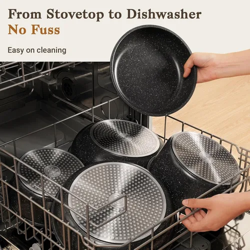 Miniatura 6 de SODAY Juego de 15 piezas de ollas y sartenes antiadherentes, juegos de utensilios de cocina con mango desmontable, herramientas de cocina