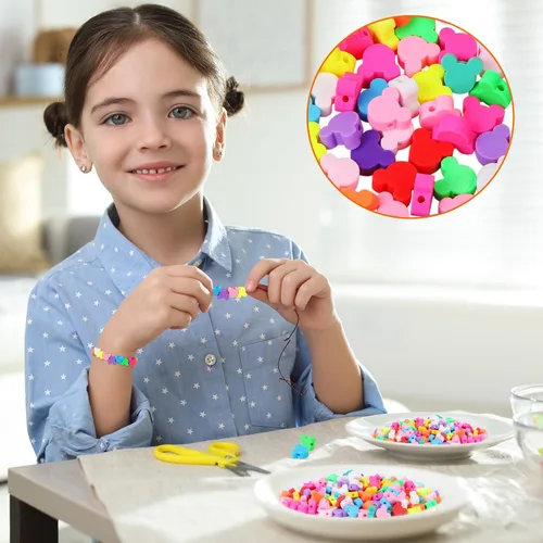 Miniatura 7 de EVERMARKET - 200 cuentas de oso para la fabricación de joyas, cuentas de arcilla de polímero EVERMARKET de 0.394 pulgadas a granel con caja, bonito